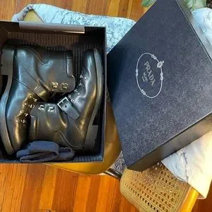 Prada | Shoes | Prada Buckled Leather Rodeo Boots Size 15  display picture 3